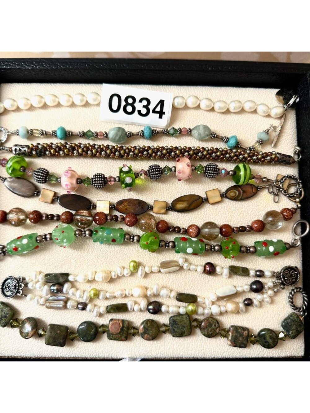 Jewelry Lot Bracelets Art Glass Gemstone Mixed Metals Untested